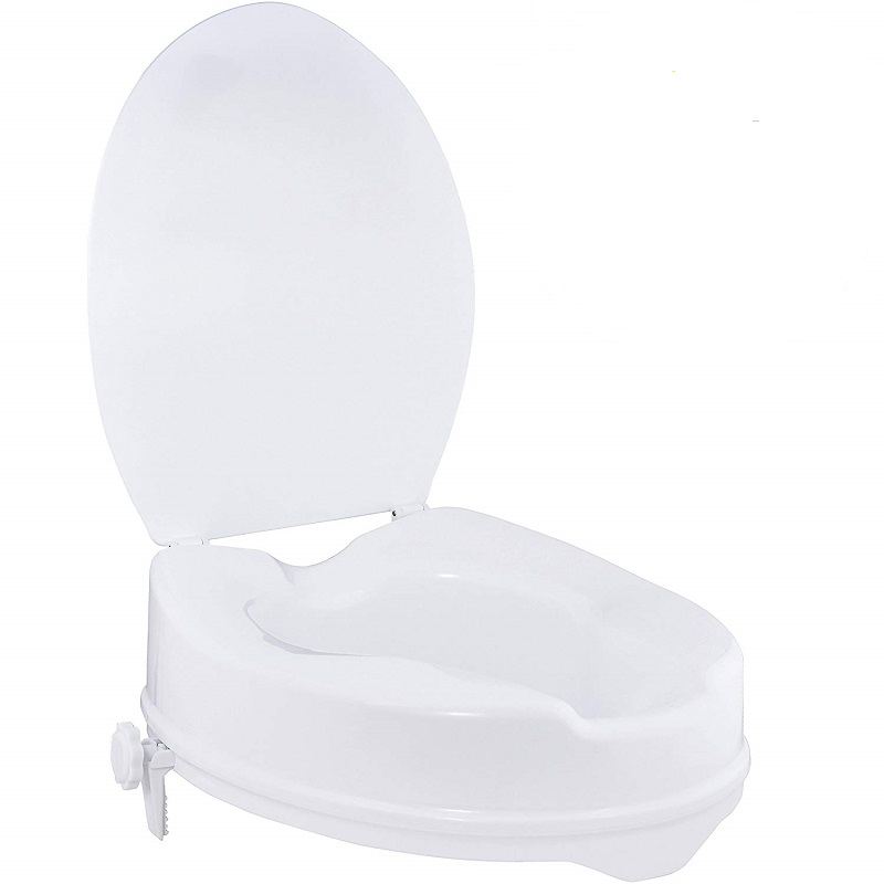 RE245-4" Raised Toilet Seat with Lid, White, 4-Inches