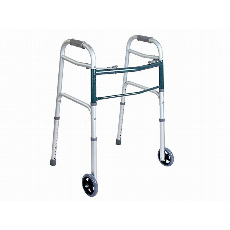 Aluminum folding walker with two button with wheels