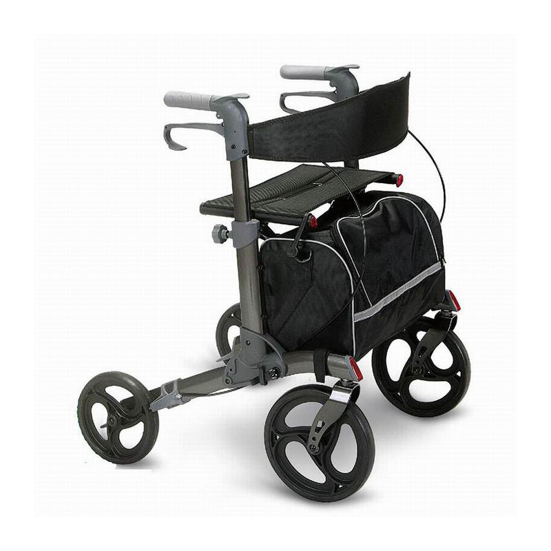 Rollator with Double Fold Action and Extra Large 10" Front Wheels