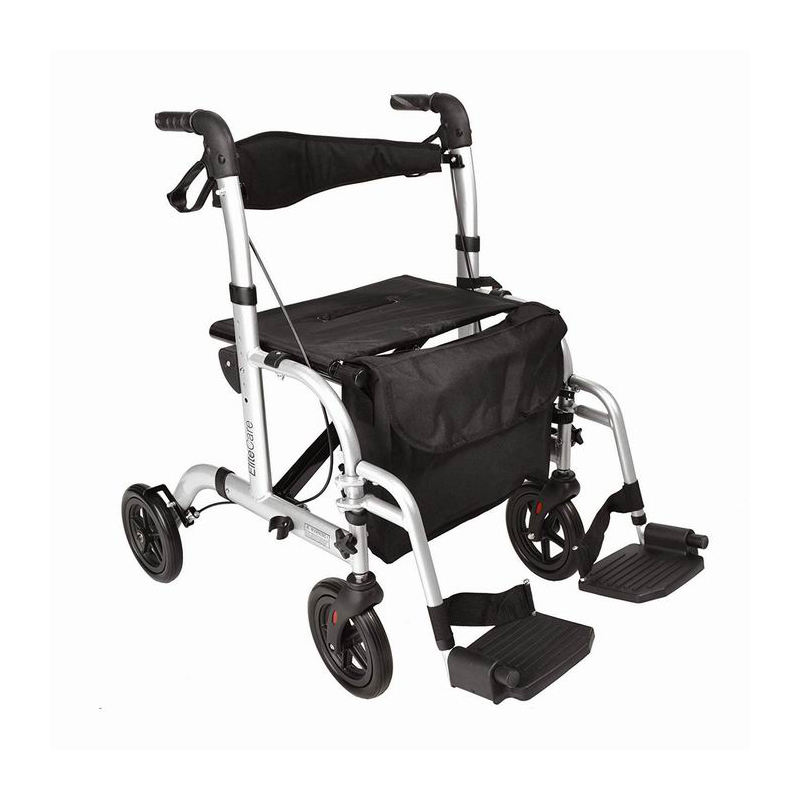 2 in 1 Rollator Walking Frame/Folding Transfer Wheelchair